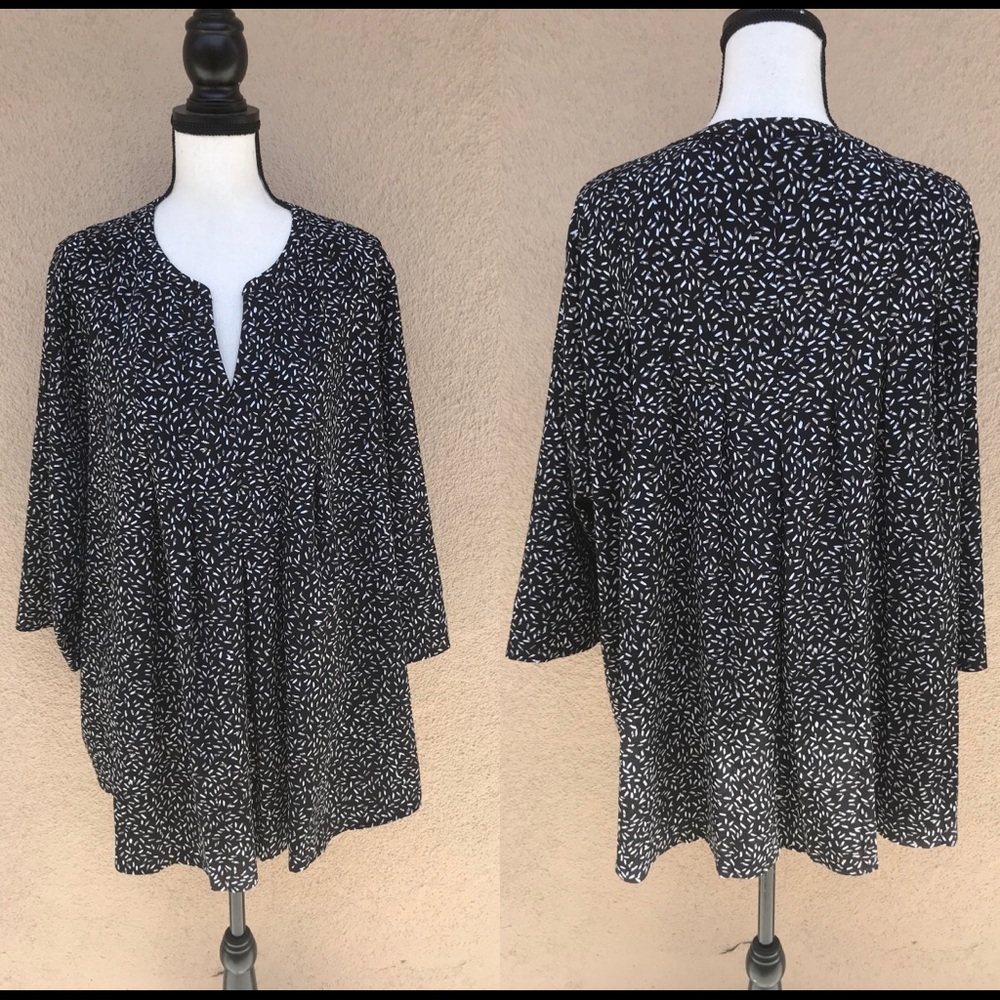 CROFT & BARROW Women Top Blouse Sz 2X Black White